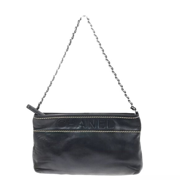 CHANEL CC Logo Chain Shoulder Bag Leather Black SHW Made in Italy 600RK914 - Picture 1 of 16